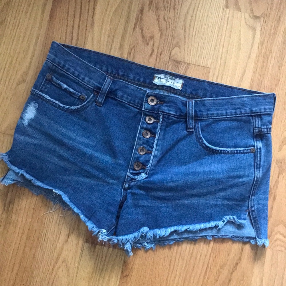Free People Blue Jean Shorts